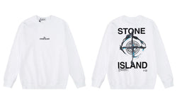 Stone Island Compass Print Crewneck Sweatshirt Men Autumn Pullover