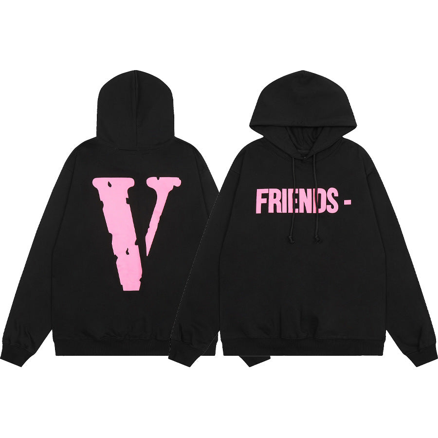 Vlone Multi Pattern Big V Graphic Oversized Hoodie Streetwear Unisex