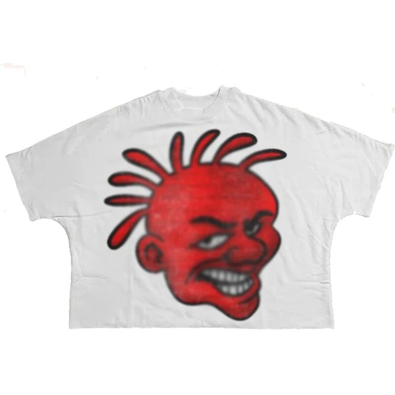 Revealmyfear Y2K Double Sided Cartoon Oversized Vintage Baumwoll-T-Shirt