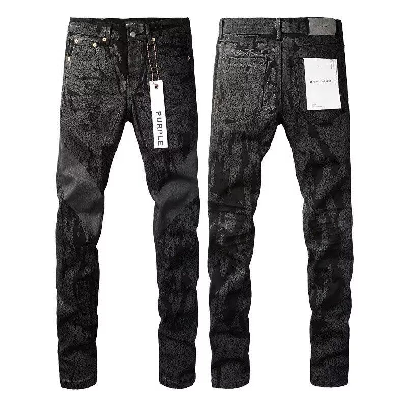 Purple Brand Men Stretch Skinny Ripped Printed Embroidered Denim Jeans