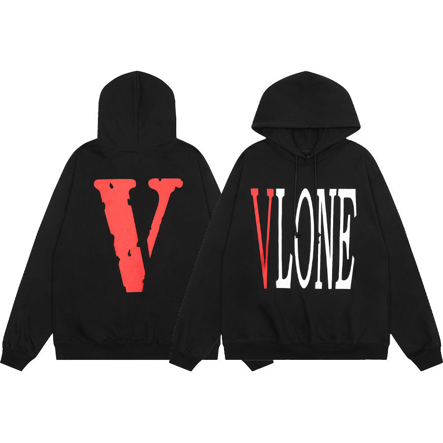 Vlone Multi Pattern Big V Graphic Oversized Hoodie Streetwear Unisex
