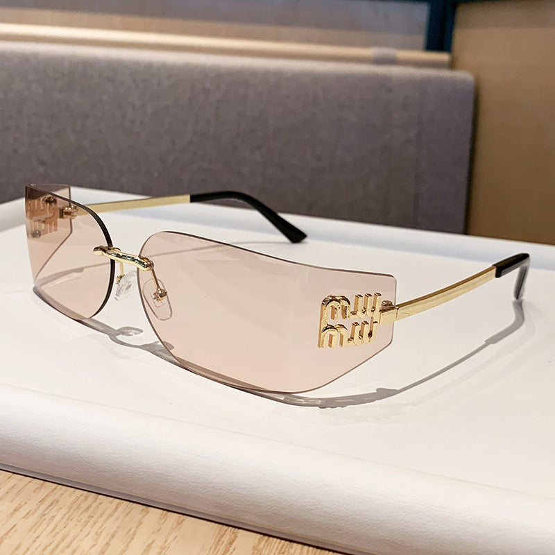 Miu Miu MU 54YS Y2K Rimless Gradient Narrow Frame Womens Sunglasses