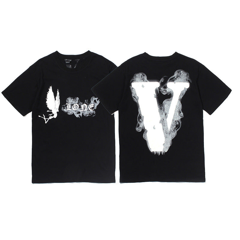Vlone Big V Letter Graphic Print Short Sleeve Tee Streetwear Unisex