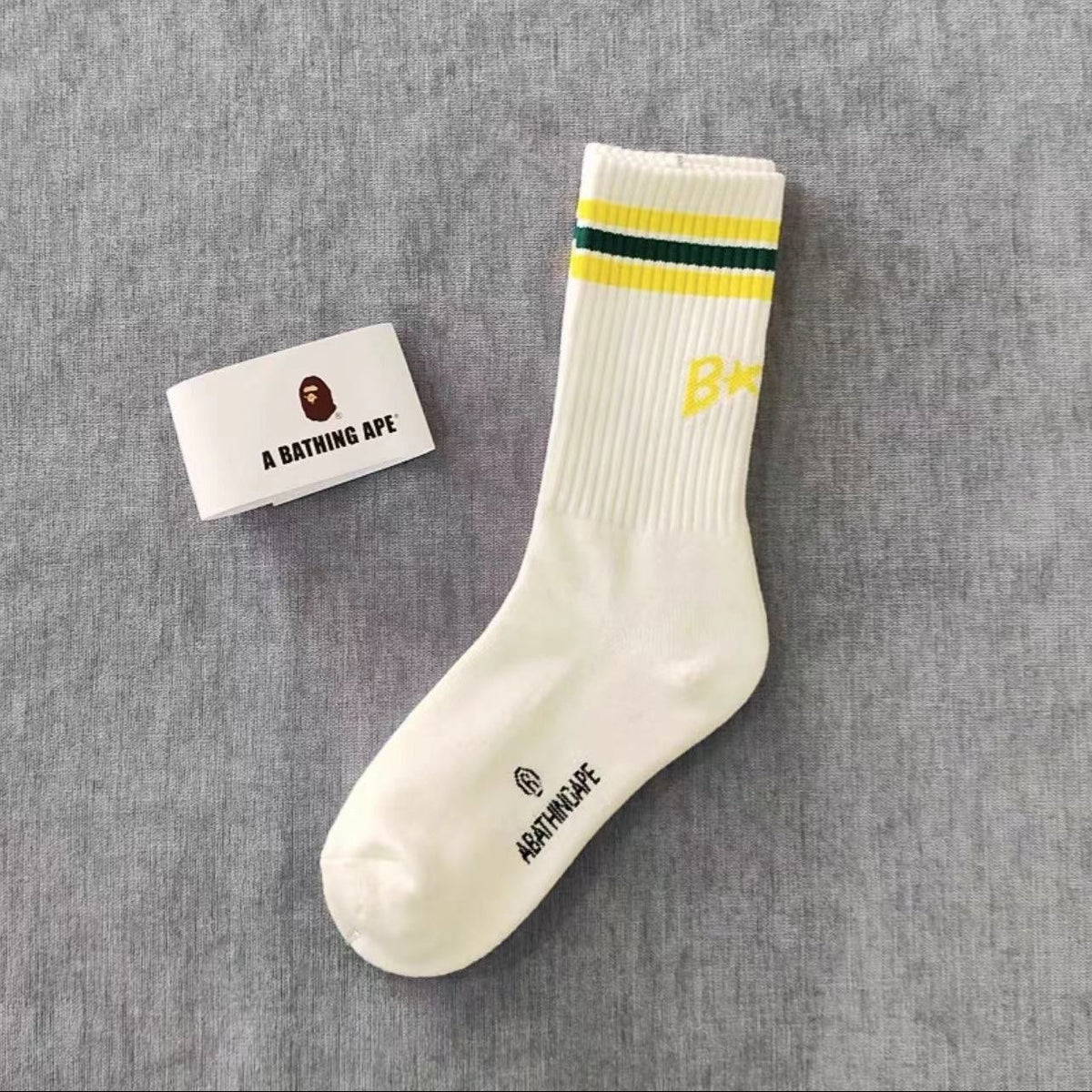 BAPE Ape Head Ribbed Crew Socks Multi Graphic Prints