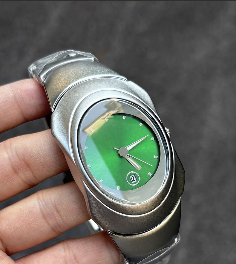 Y2K Irregular Oval Quartz Wrist Watch