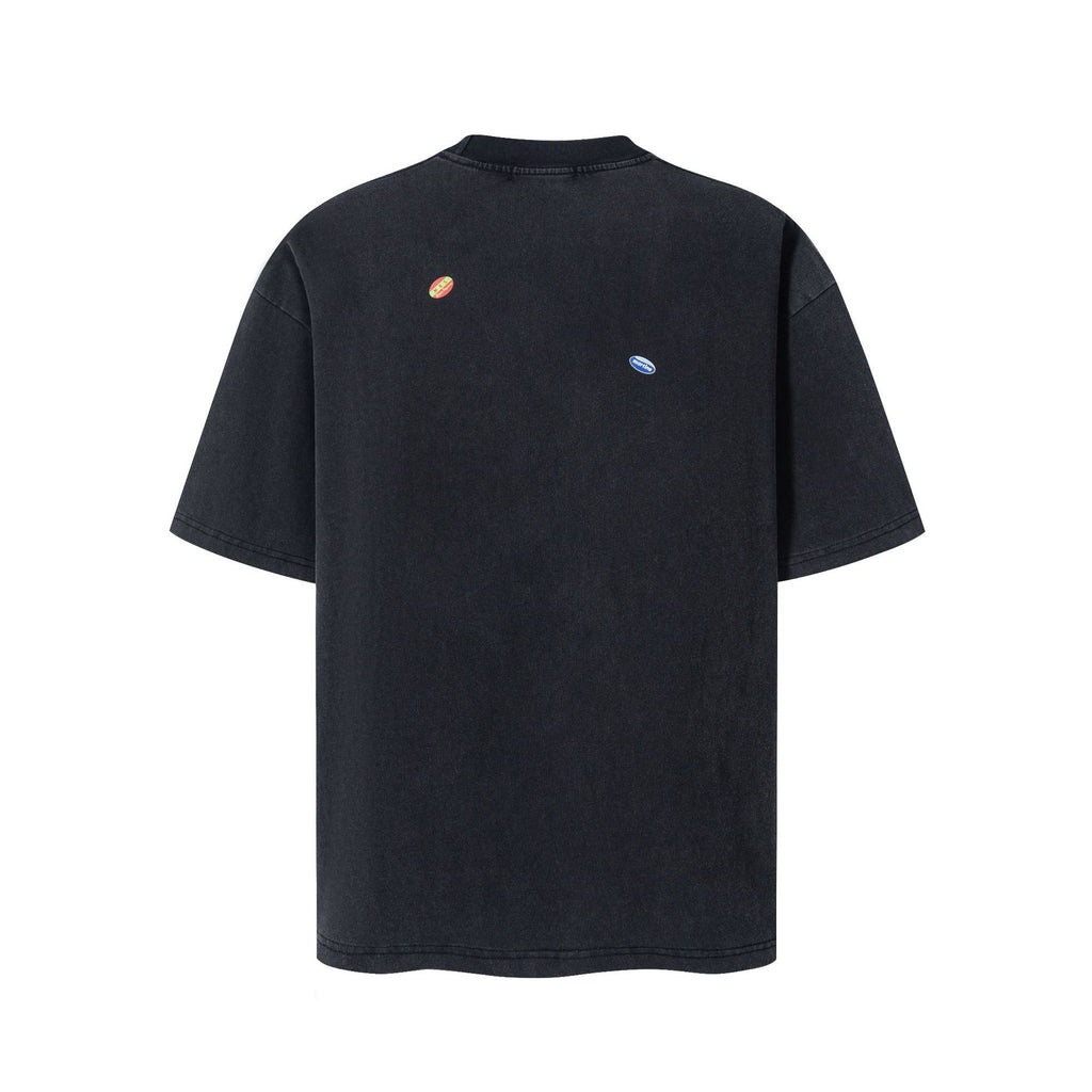 Martine Rose Washed Vintage Letter Print Crew Neck Short Sleeve T Shirt
