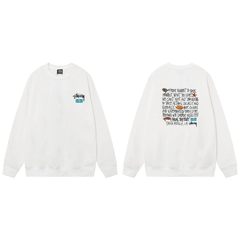 Stussy Graphic Crewneck Sweatshirt 8 Ball Dice Street Casual Pullover