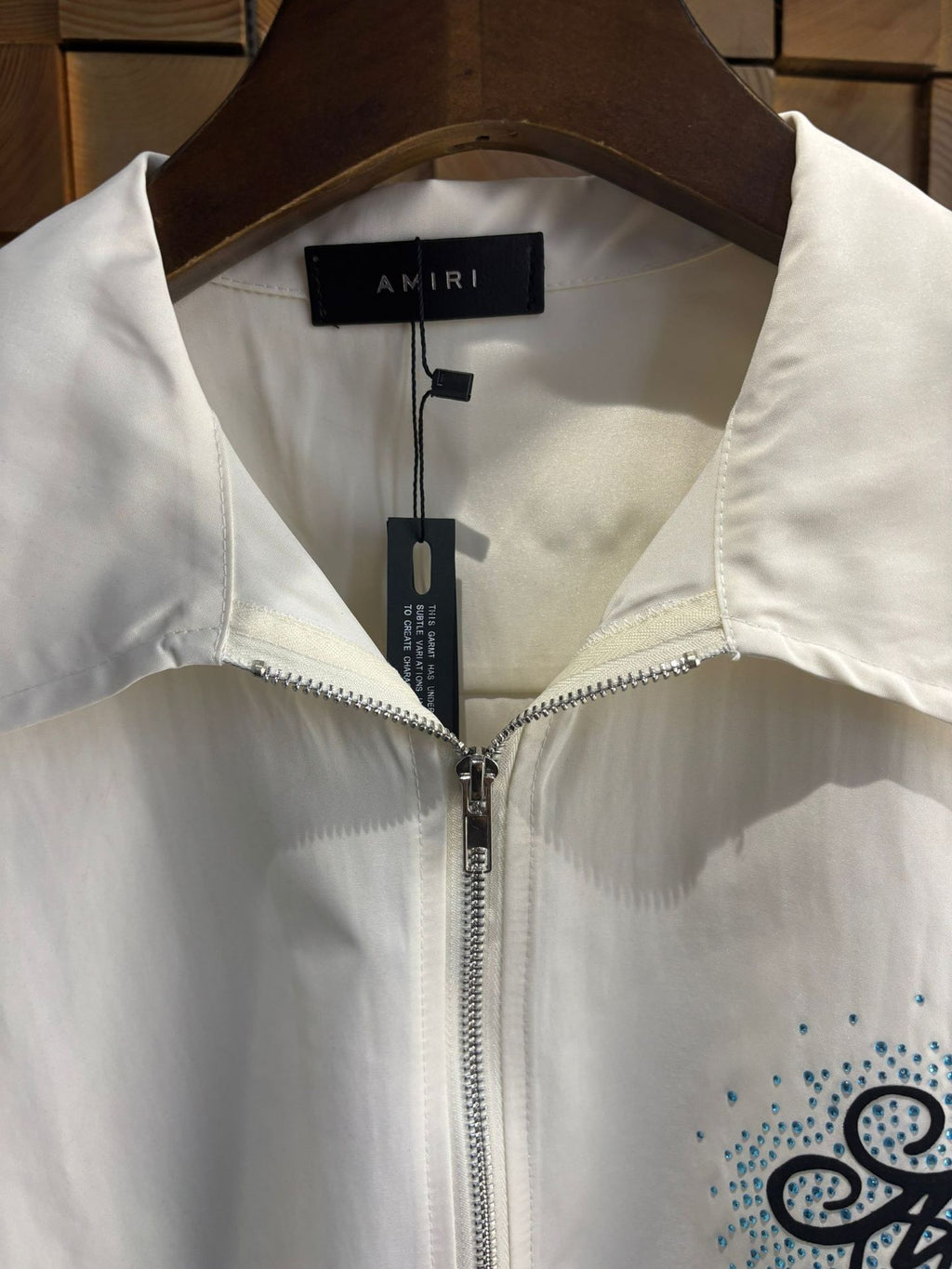 Amiri Rhinestone Letter Nylon Double Zip Short Sleeve Shirt Unisex