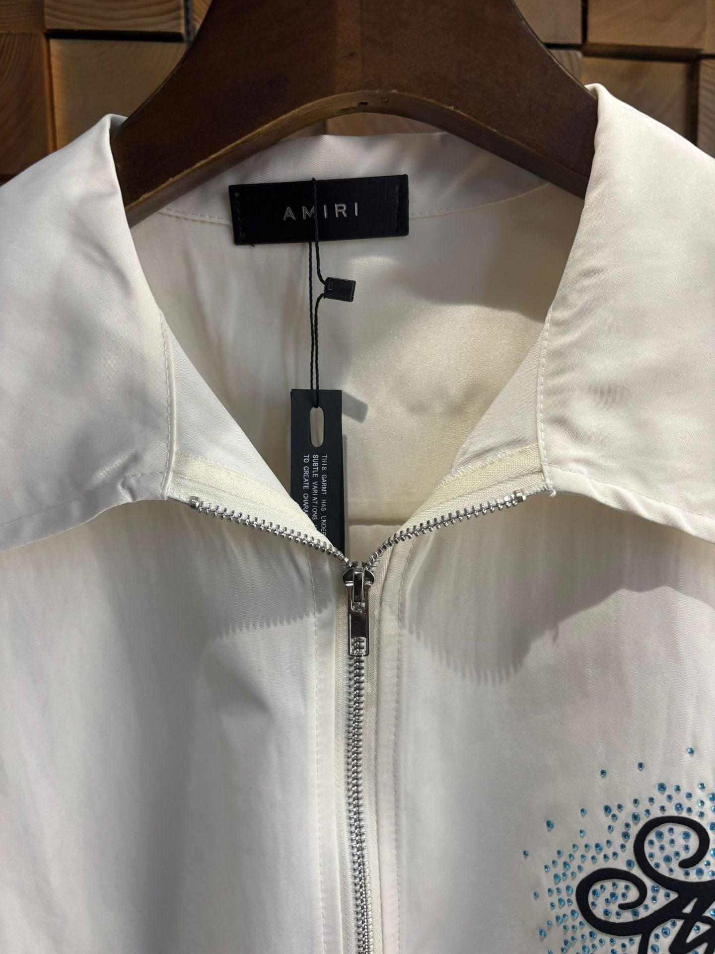 Amiri Rhinestone Letter Nylon Double Zip Short Sleeve Shirt Unisex