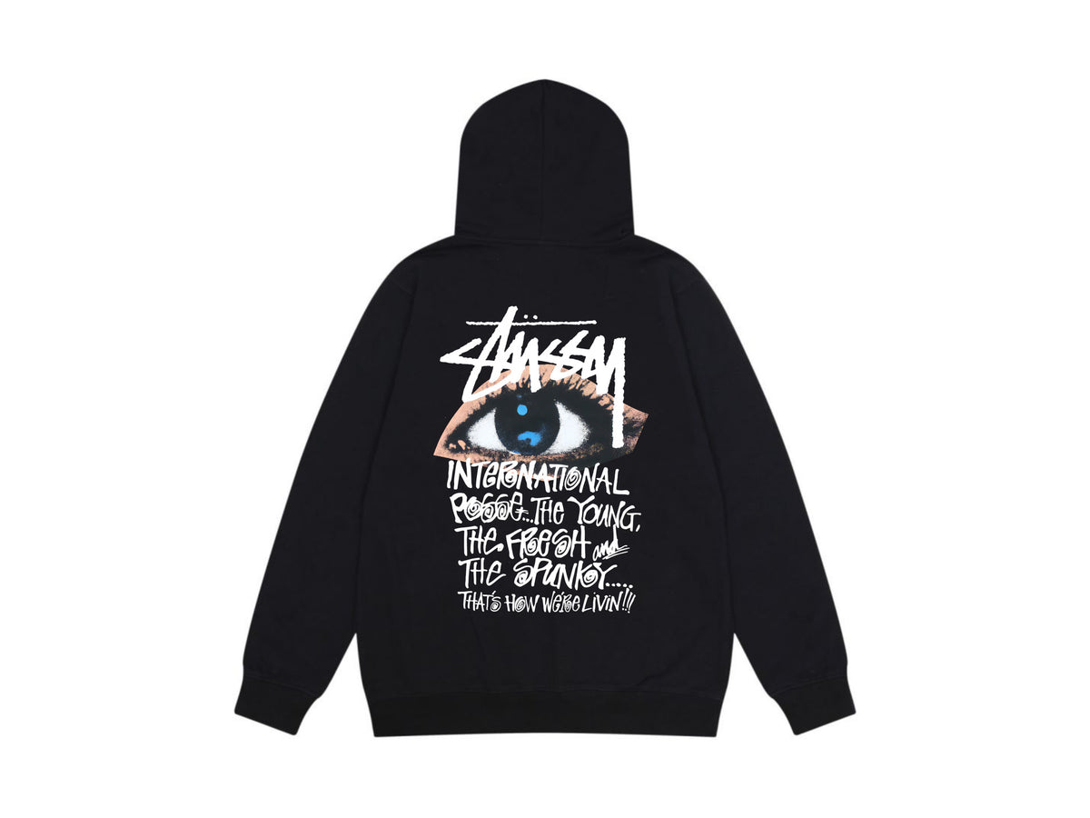 Stussy Zip Up Hoodie Multi Graphic Letter Print Streetwear Jacket