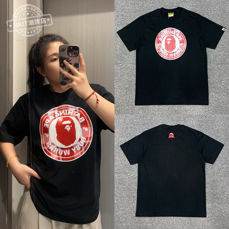 Bape Shark Camo Zip Graphic Oversized Tee Streetwear Unisex