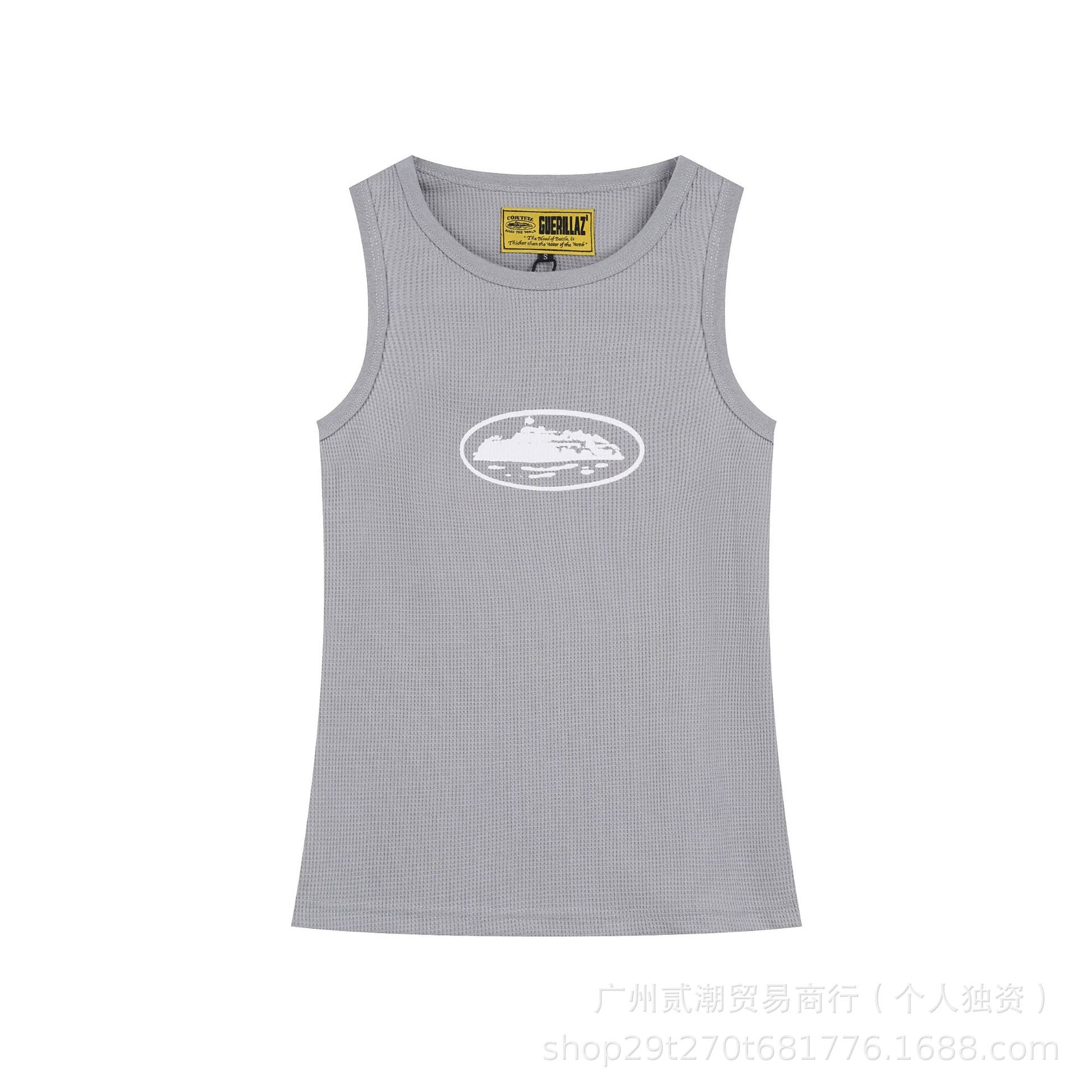 Corteiz Style Y2K Geripptes Tanktop Ärmelloses Streetwear Basic Weste
