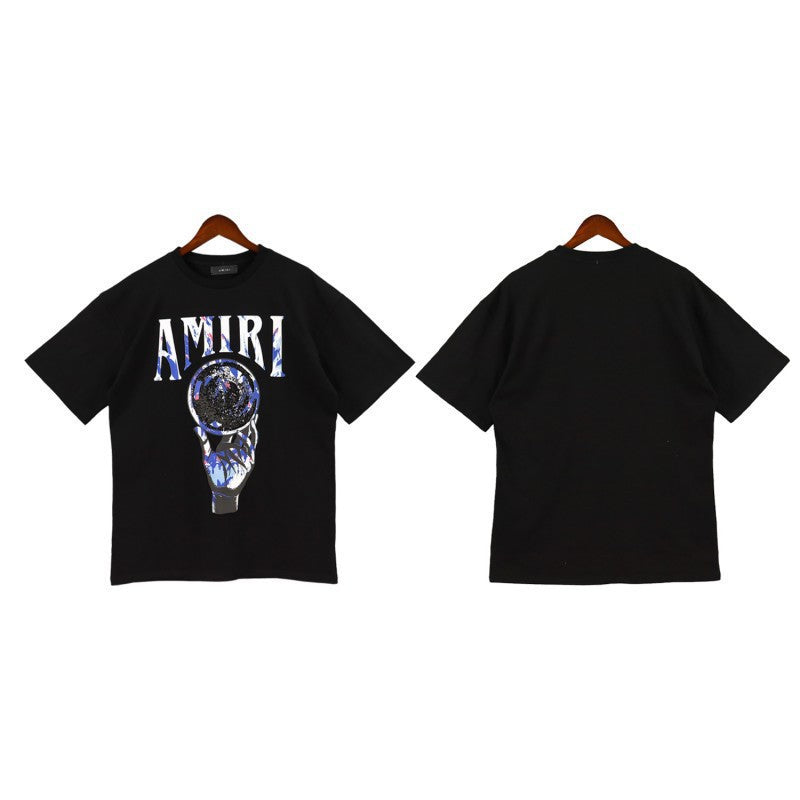 Amiri Multi‑Pattern Letter Graphic Oversized Tee Streetwear Unisex