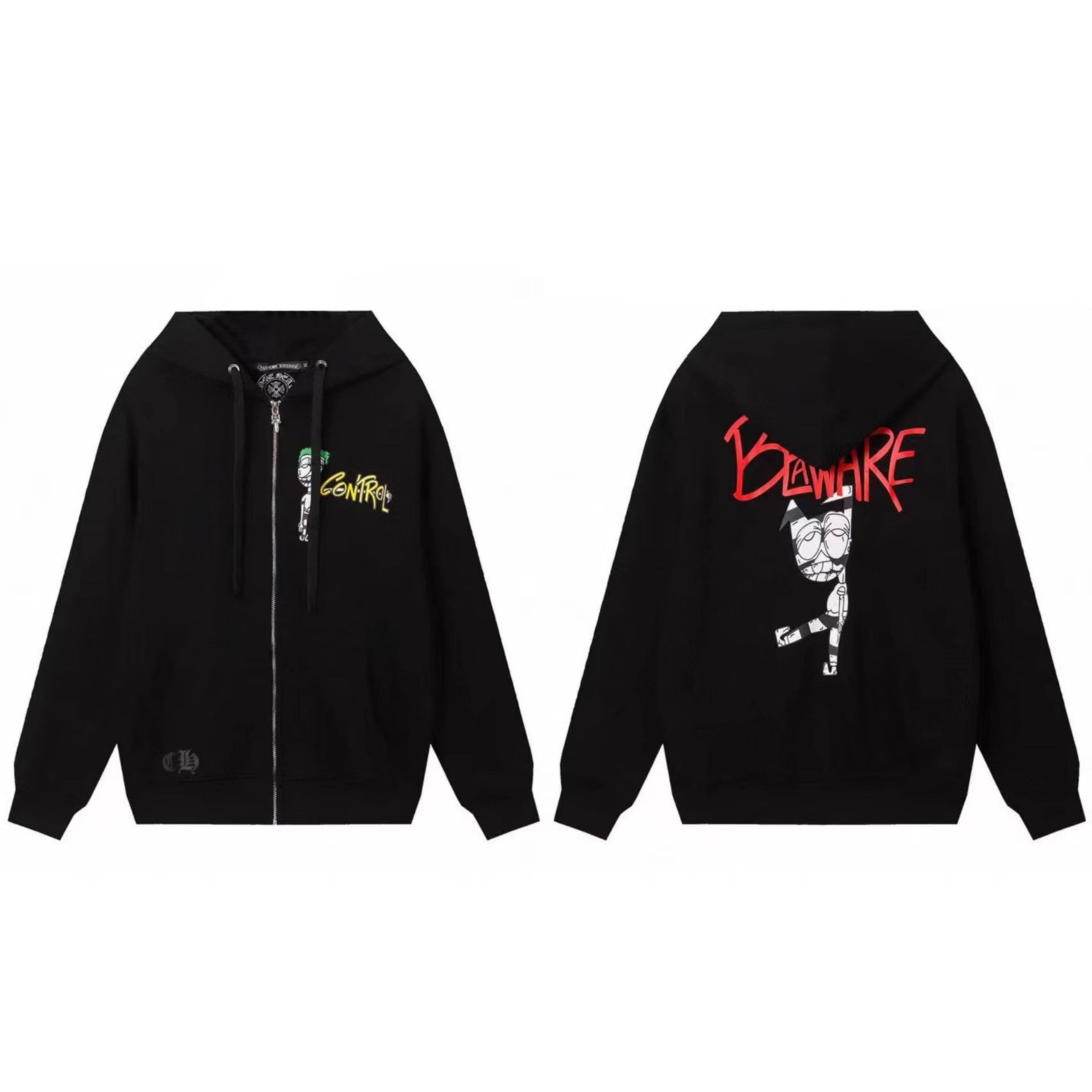 Chrome Hearts Horseshoe Sanskrit Cross Zip Up Hoodie Streetwear Unisex