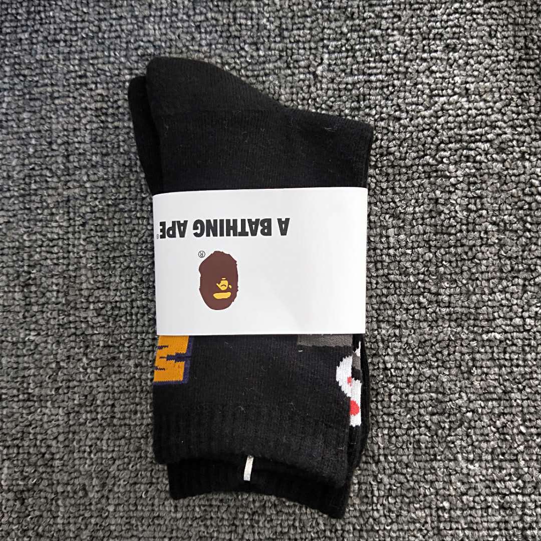 BAPE Ape Head Crew Socks Multi Graphic Prints
