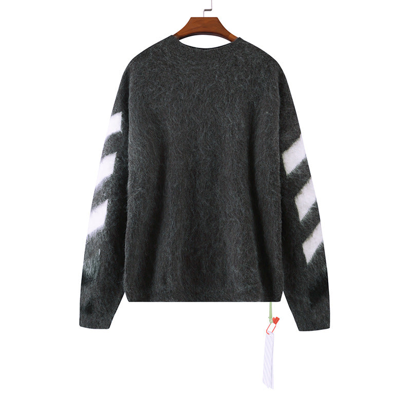Off-White Arrow Mohair Sweater Gradient Fluffy Knit Pullover & Hoodie