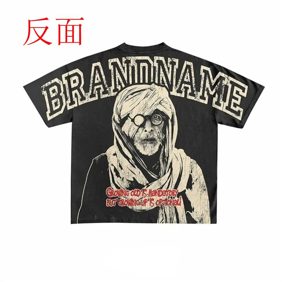 Warzone Studios Style Y2K Doppelseitiges Graffiti Oversized Vintage Baumwoll-T-Shirt