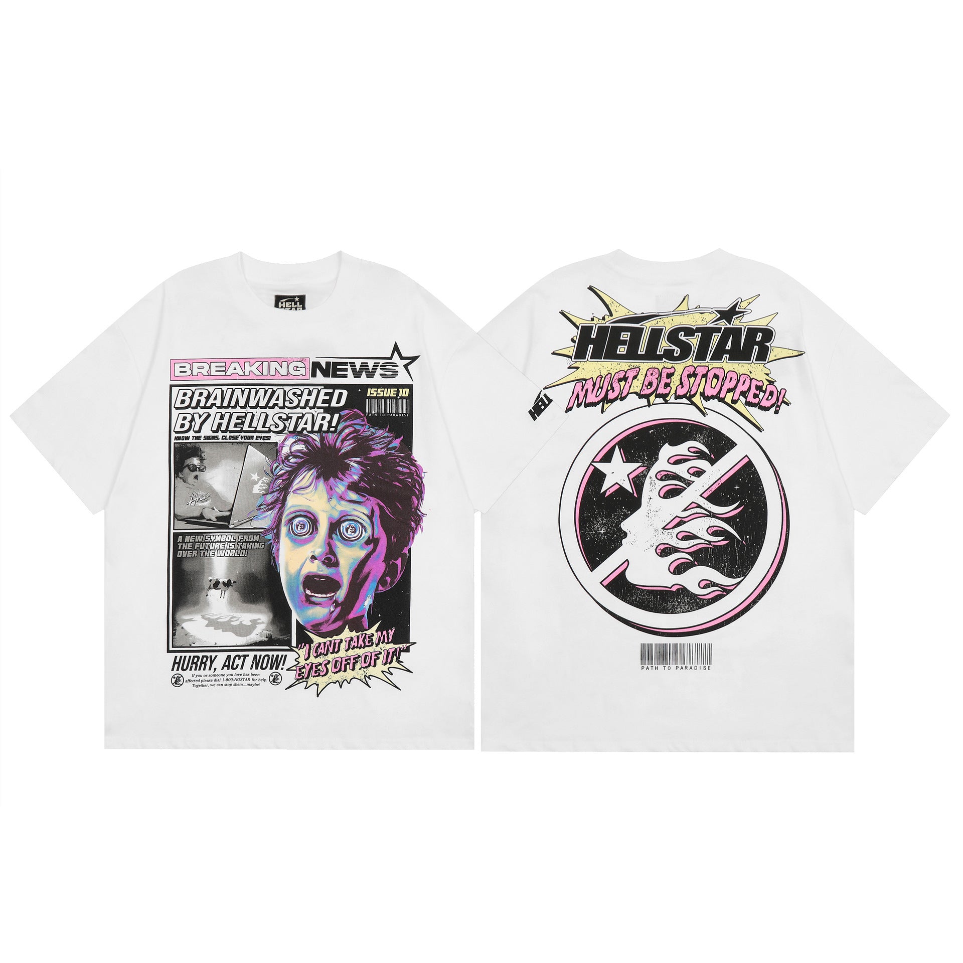 Hellstar Multi‑Graphic Print Crew Neck Short Sleeve Tee Unisex
