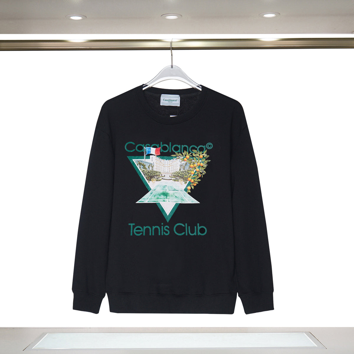 Casablanca Tennis Club Graphic Crewneck Sweatshirt Men Casual Pullover