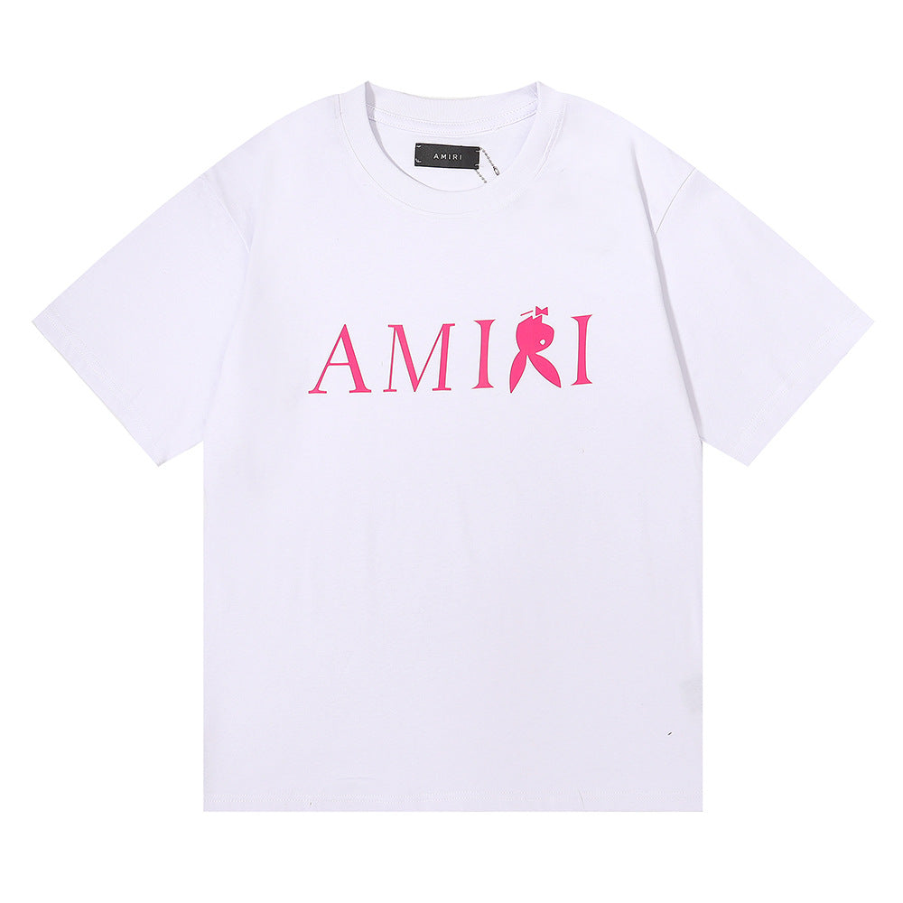 Amiri Rose Skull Letter Graphic Short Sleeve Tee Streetwear Unisex