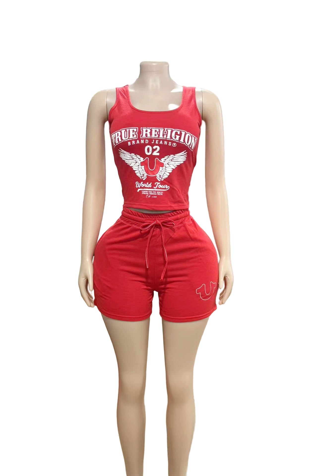 True Religion Horseshoe Graphic Tank Top Shorts 2 Piece Set
