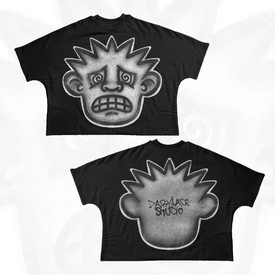 Y2K Punk Cartoon Hip Hop Grafik Unisex Oversized Streetwear Baumwoll-T-Shirt