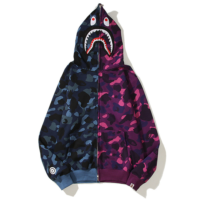 BAPE Shark Camo Print Full Zip Streetwear Hoodie Unisex