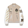 Off White Badge Embroidery Varsity Jacket Unisex