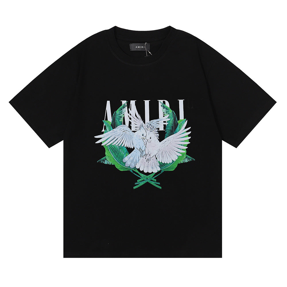 Amiri Rose Skull Letter Graphic Short Sleeve Tee Streetwear Unisex
