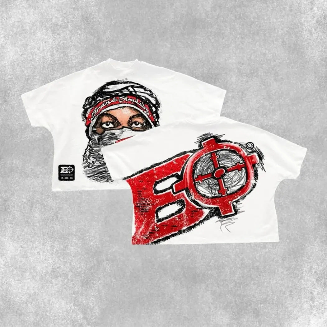 Y2K Cartoon- & Anime-Grafik Unisex Oversized Streetwear Baumwoll-T-Shirt