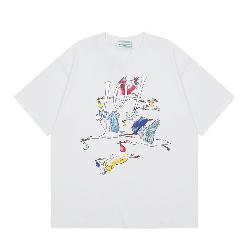 2026 New Casablanca Logo Print Loose Fit Unisex Short Sleeve T-Shirt