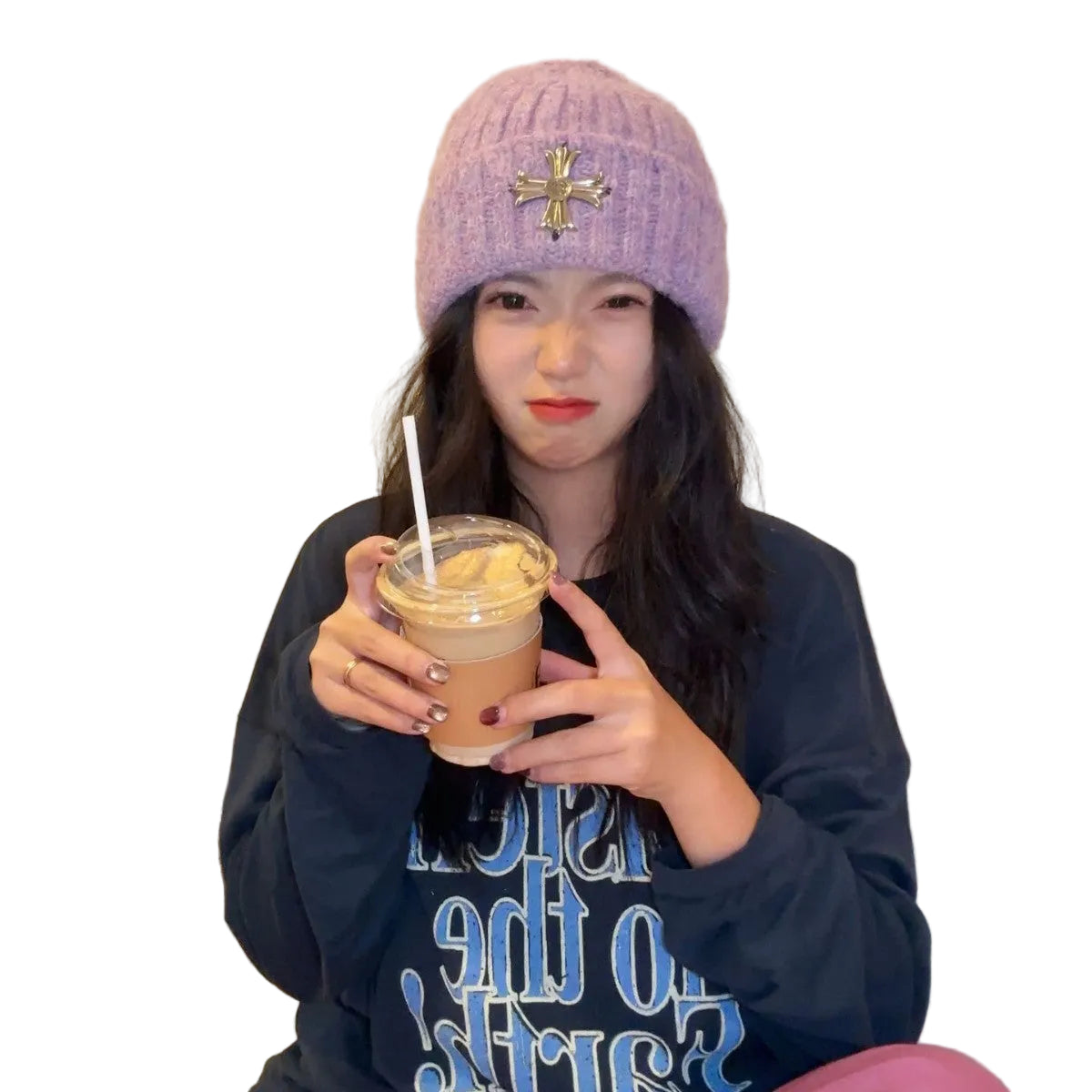 Metal Cross Knit Cuffed Beanie Vintage Winter Skull Cap Multi‑Color