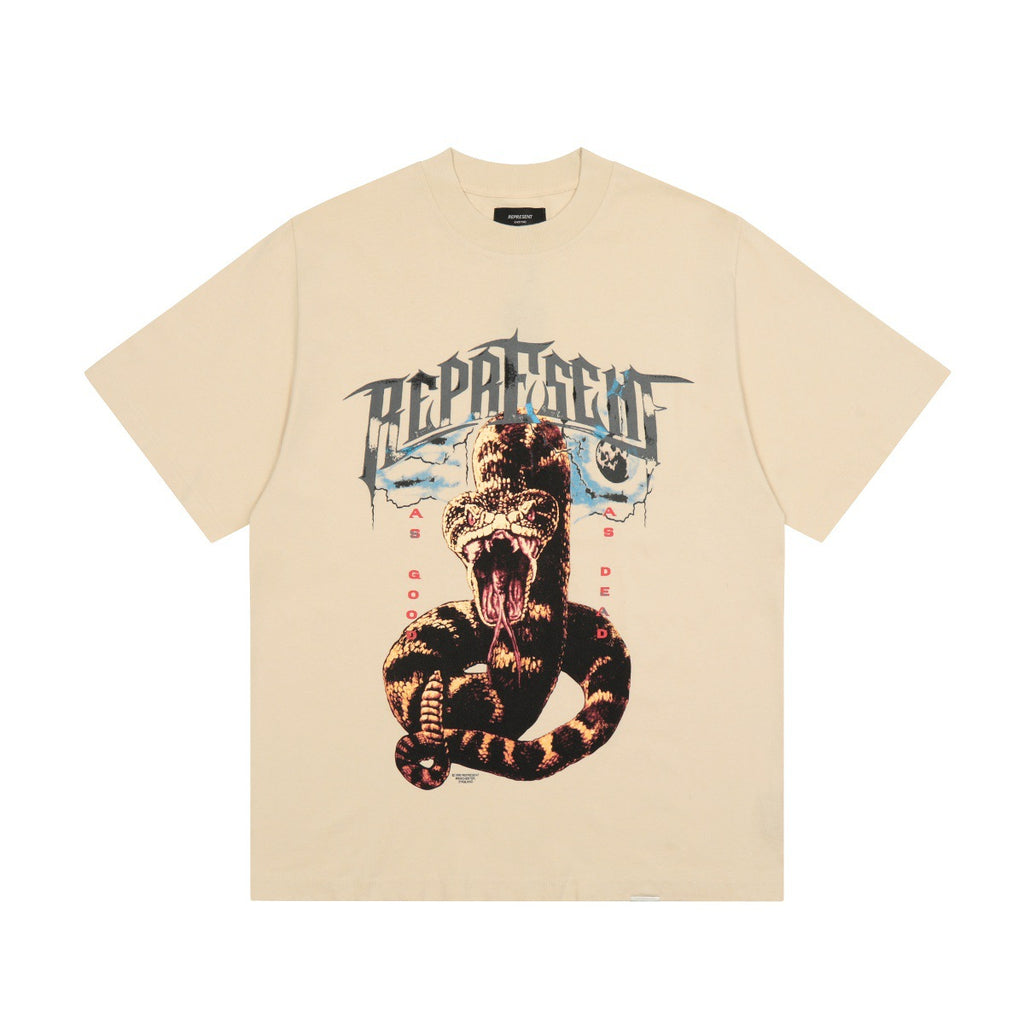 Represent Shark Washed Graphic Oversized Tee Streetwear Unisex