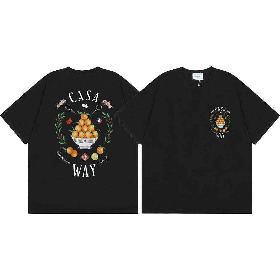 Casablanca Vintage Logo Print Loose Short Sleeve T Shirt Unisex Y2K