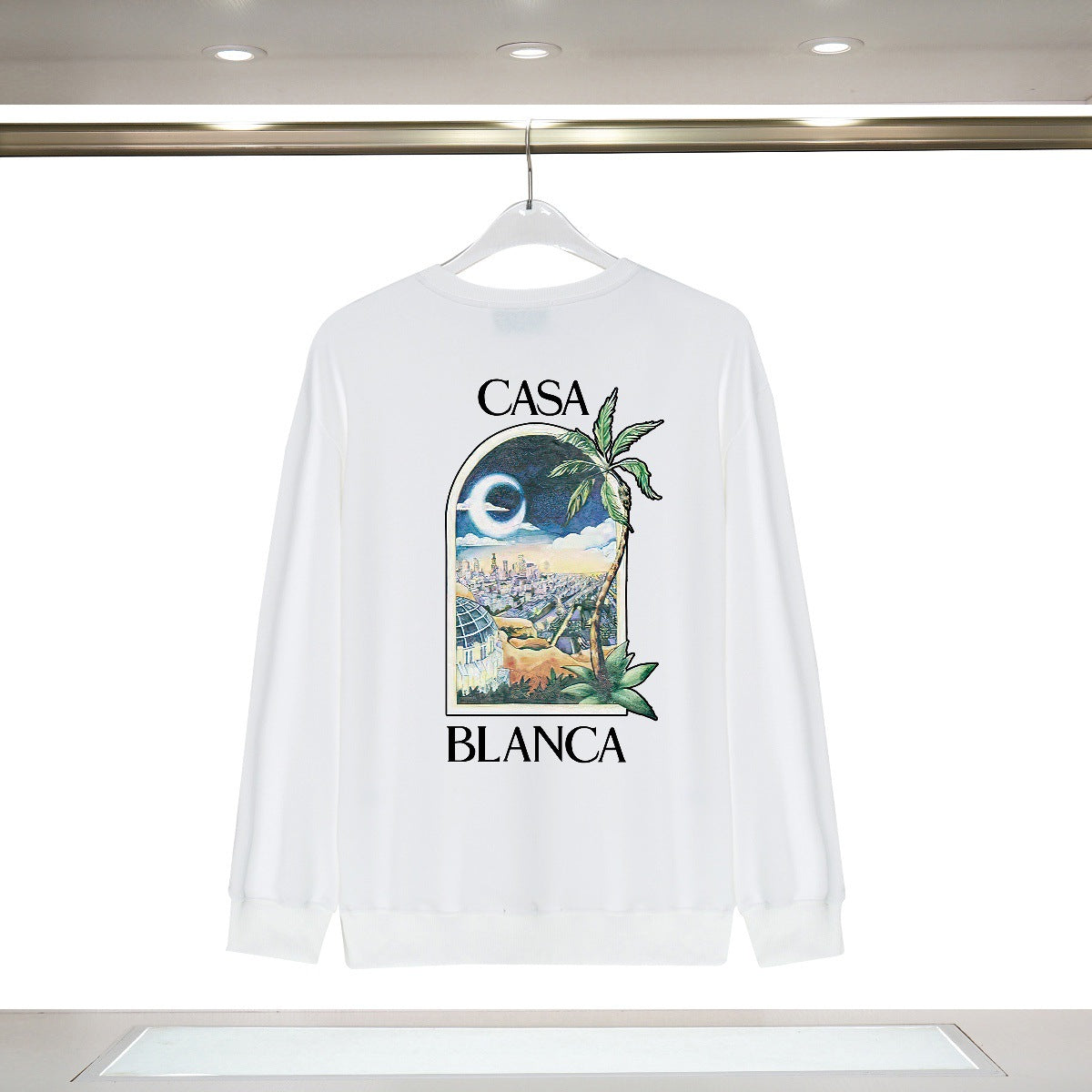 Casablanca Art Graphic Crewneck Sweatshirt Vintage Casual Pullover