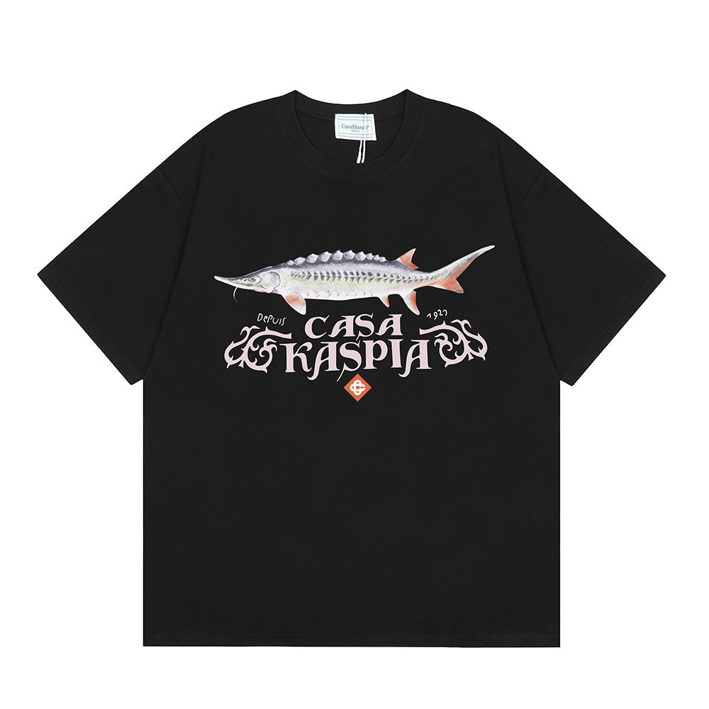 Casablanca Vintage Logo Print Loose Short Sleeve T Shirt Unisex Y2K