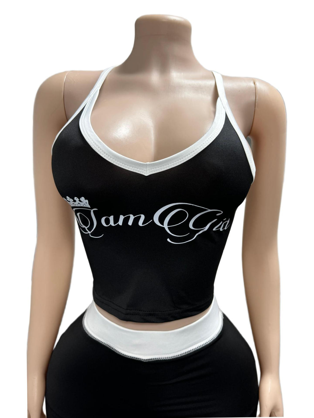 I.AM.GIA Letter Print Halter Top Skort 2 Piece Set Women