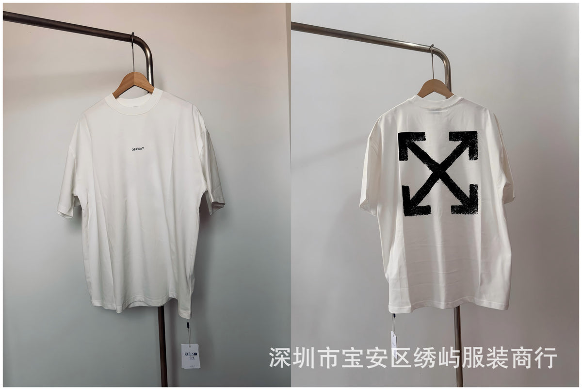 Off White Arrow Print Crew Neck Short Sleeve T Shirt Unisex