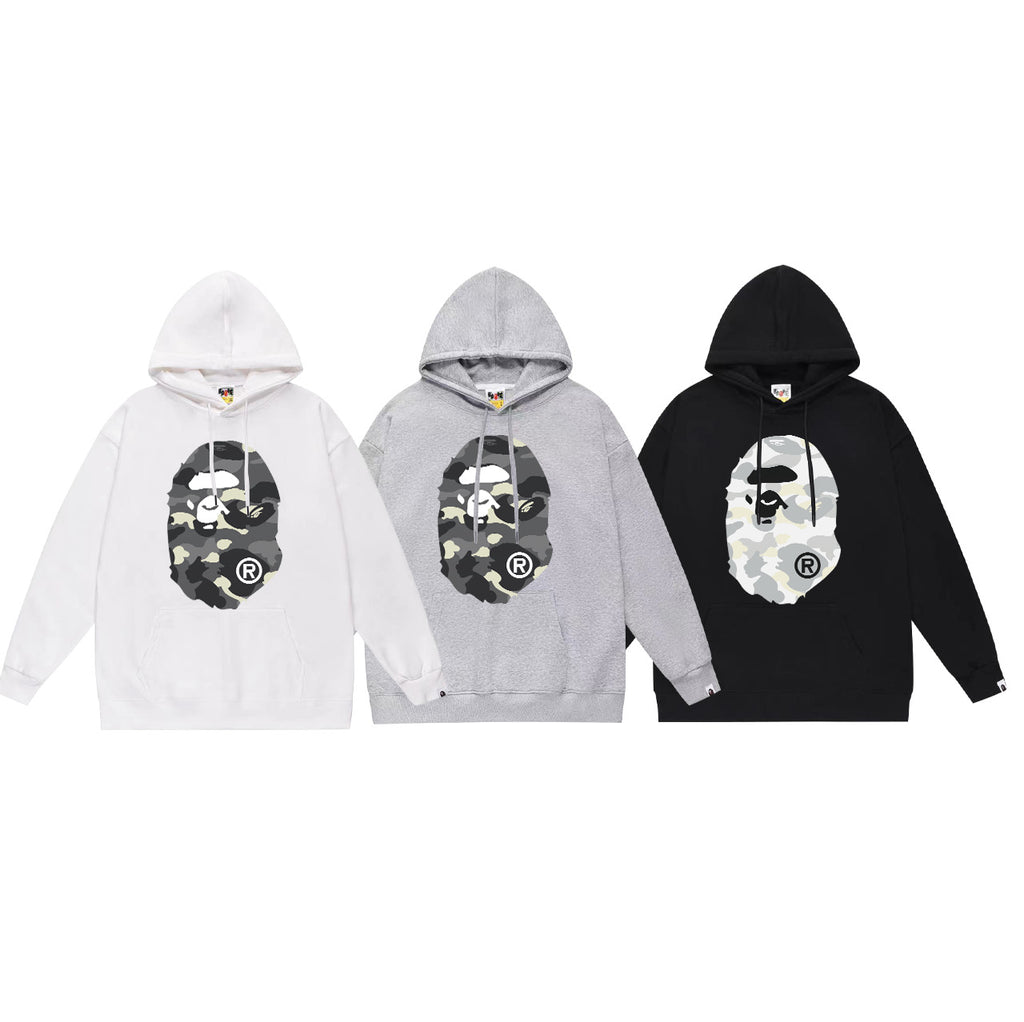 Bape Camo Ape Head Graphic Vintage Washed Oversized Hoodie Streetwear
