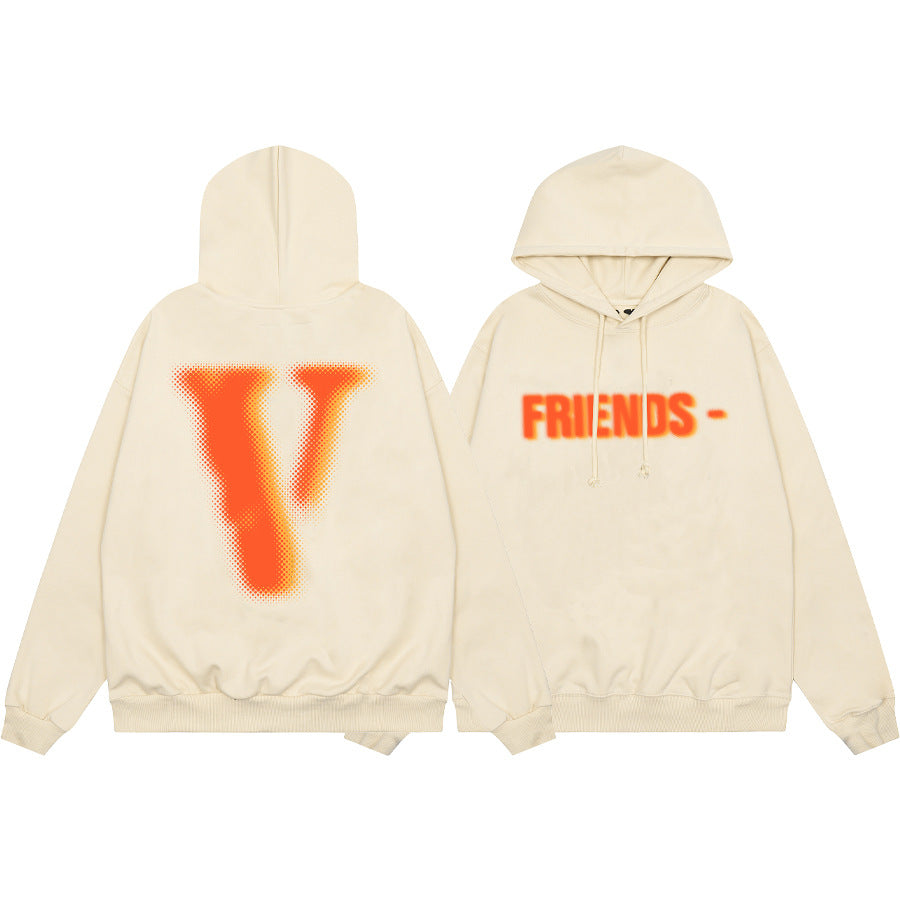 Vlone Multi Pattern Big V Graphic Oversized Hoodie Streetwear Unisex