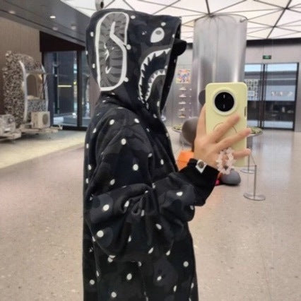 BAPE ABC Dot Shark Black Polka Camo Zip Hoodie