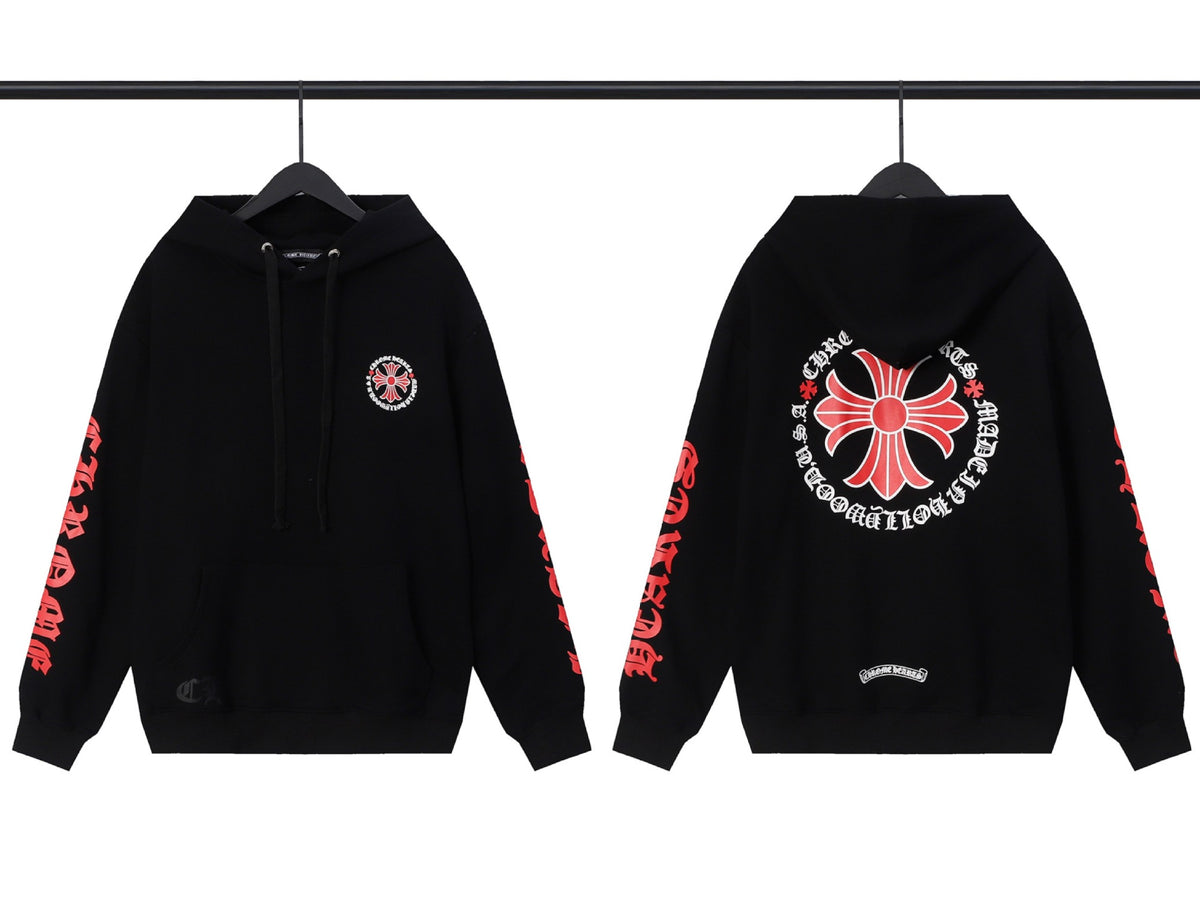 Chrome Hearts Horseshoe Cross Hoodie Goth Streetwear Graphic Pullover