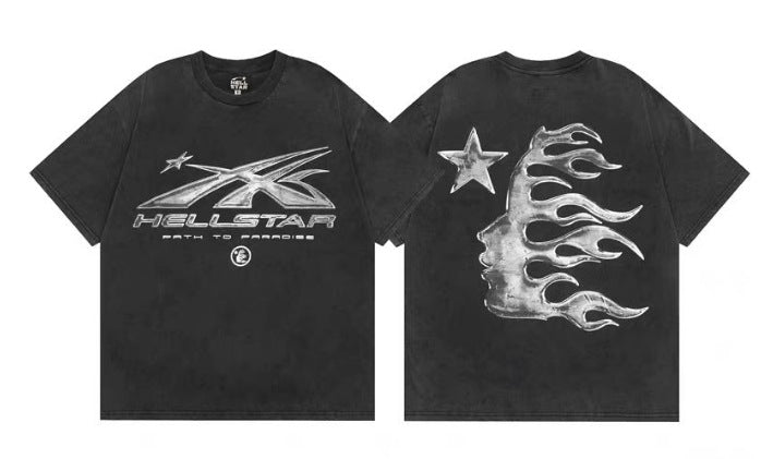 Y2K Hellstar Style Grafik Unisex Oversized Streetwear Baumwoll-T-Shirt