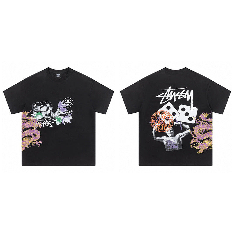 Stussy Graphic Print Collection Loose Casual Short Sleeve T-Shirt