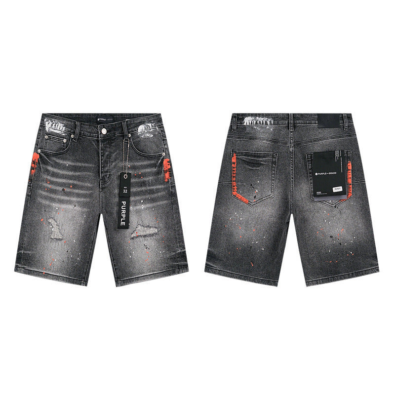 Purple Brand Distressed Loose Fit Denim Shorts Unisex