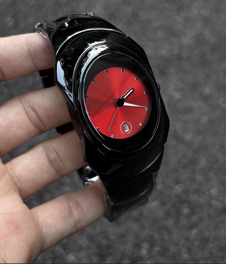 Y2K Irregular Oval Quartz Wrist Watch