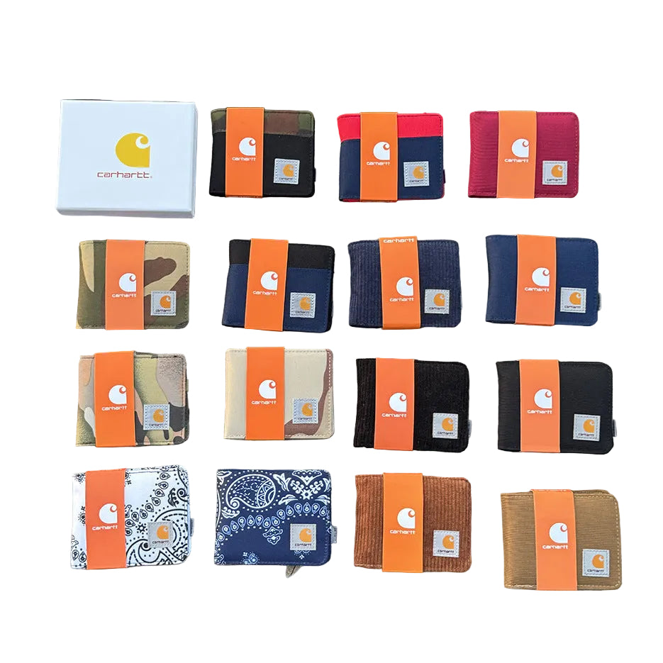 Carhartt Patch Logo Bifold Wallet Canvas Corduroy Paisley Card Holder