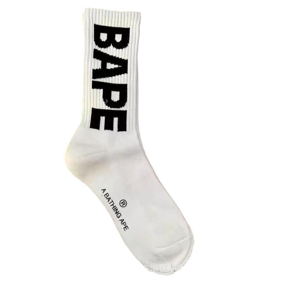 BAPE Ape Head Ribbed Crew Socks Multi Graphic Prints