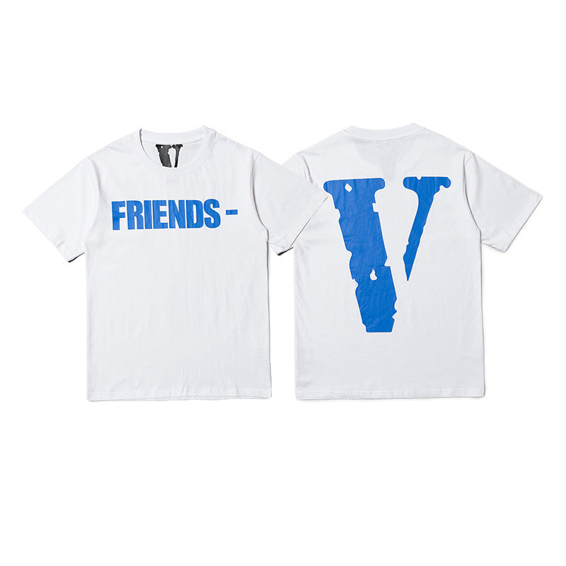 Vlone Big V Letter Graphic Print Short Sleeve Tee Streetwear Unisex