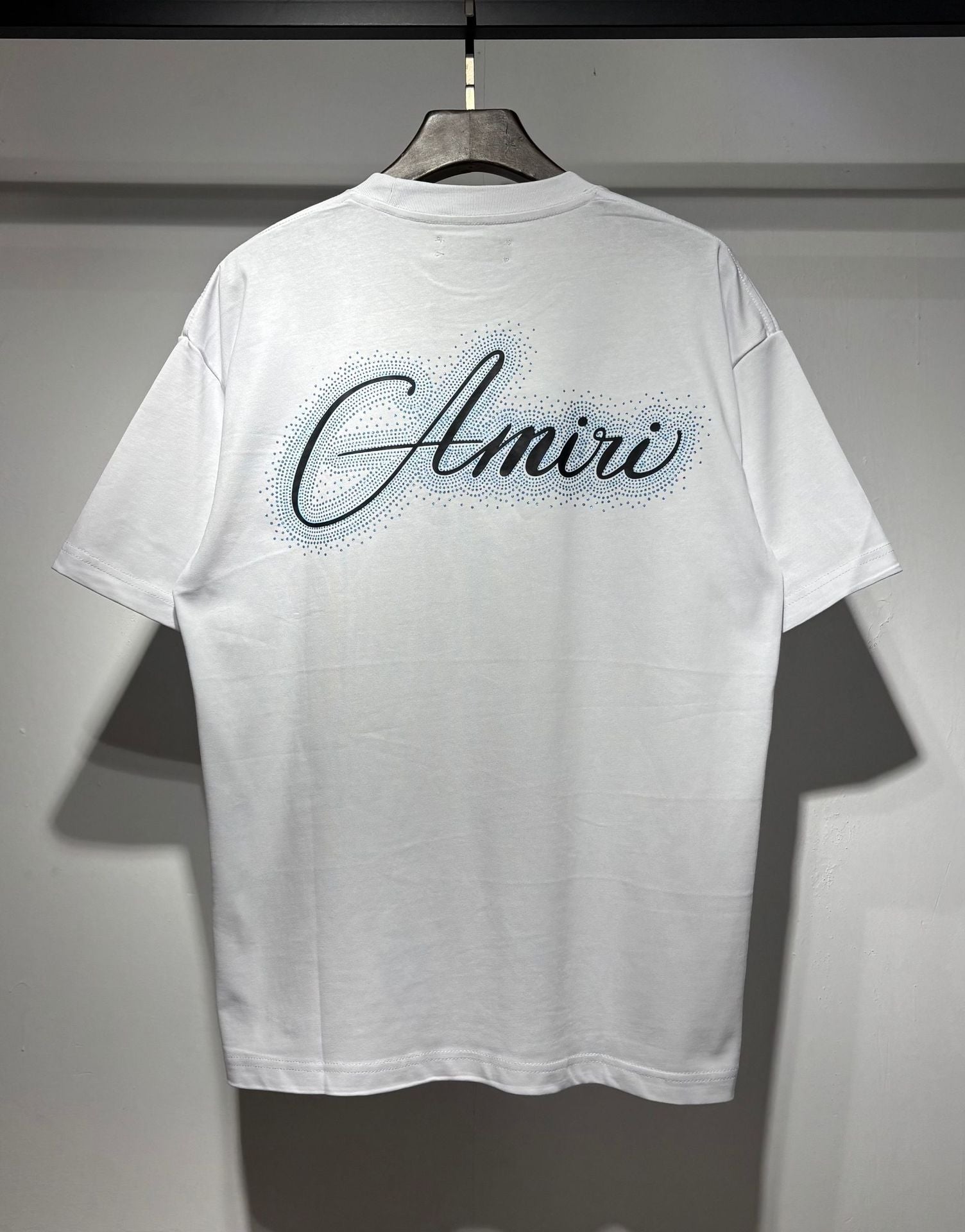 Amiri Classic Rhinestone Letter Print Crew Neck T Shirt Unisex